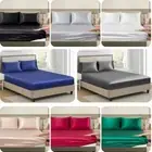 2000TC Soft Silky Satin Fitted Sheet Set Super King Single Double Queen(No Flat)