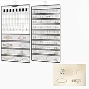 [YLSDSW] Double-Sided Hanging Jewellery Organiser, White, Wall Mount Storage for Earrings, Necklaces, Rings
