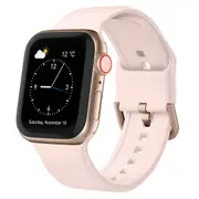 For Apple Watch SE (2nd Generation),40-mm Case,Pin Buckle Silicone Watch Band,Pink Sand