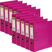 Marbig Linen Lever Arch File Folder PE A4 75mm Pink Box 10