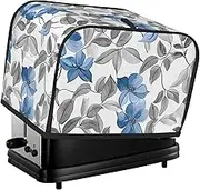 Floral Blue Gray Print 2 Slice Toaster Cover Fingerprint Bread Maker Protectors,Kitchen Small Appliance Dust Cover