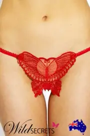 NEW Curious Candy Butterfly Lace Crotchless Panty, Panty/G-String, Wild Secrets