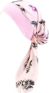 [Generic] Pre Tied Head Scarf for Women Slip On headwrap headwear Hair Cover Elastic wide edge simulated silk headscarf cap long tail braid cap chemotherapy cap