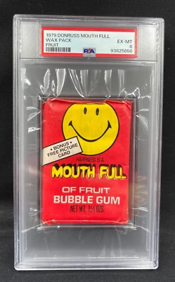 RARE 1979 Donruss MOUTH FULL OF FRUIT Wax Pack - PSA 6 - POP 1, One Higher