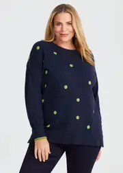 [Virtuelle] Taking Shape Cotton Spots & Stripes Jumper Size 12 in Navy - Plus Size Women's Clothing Navy