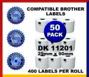 50 Rolls Compatible Brother DK11201 400 Address Labels 29x90mm QL570/700/1050
