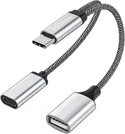 MOSWAG USB C OTG Adapter USB Type C Splitter with USB C Female and USB A Female Compatible with Chromecast with Google TV/Samsung S21 S20 S20+ Ultra/Google Pixel 5 4 4 XL 3 3 XL/LG V40 V30 G6 G8