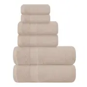 6 Pack Cotton Towel Set, Contains 2 Bath Towels 27x54 6 Piece Towel Set Tan