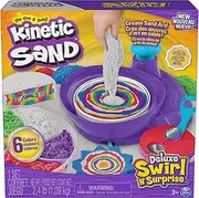 Kinetic Sand, Deluxe Swirl N’ Surprise Playset | 2.5lbs of Play Sand | Red, Blue, Green, Yellow, White and Purple | 4 Tools | Sensory Toys for Kids 3 and up