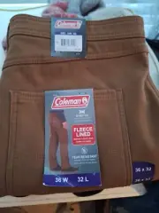 NEW Coleman Fleece Lined Pants Carpenter Stretch Work Canvas Copper Men's 36X32