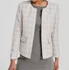 Kasper Women's Ivory Tweed Collarless Open-Front Blazer Jacket Size 6