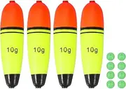 uxcell Fishing Slip Bobbers, EVA Foam Bobbers Slip Floats with Fish Beads, 0.4 Oz Floatage Fit for Perch Carp Bass Fishing Corks Saltwater Freshwater (4 Pack, Red/Yellow)