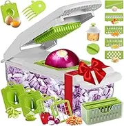 Vegetable Chopper, Dicer Vegetable Cutter Kitchen Tools, Multifunctional Onion Dicer Mincer with Container, Cheese Grater Home Must Haves for Potato Carrot Garlic