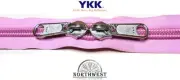 YKK Nylon Coil Zipper Tape # 10 Rose Pink 25 yards with 50 Nickle Zipper Sliders