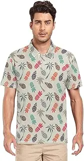 [ZZXXB] Pineapple Palm Trees Men's Polo Shirts Short Sleeve Quick Dry Athletic Outdoor Sports Golf Shirts S-XXL