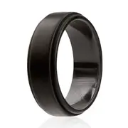 Silicone Wedding Step Single Ring - Black by ROQ for Men - 6 mm Ring