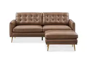 Isaac Leather 3 Seater Sofa with Ottoman