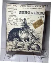 Primitive Rabbit Wall Art,Rustic Easter Decor,Vintage Rabbit Sign Garden