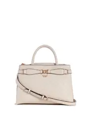 GUESS Taupe Logo Arlena Girlfriend Satchel Bag in Beige