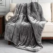 BUZIO Sherpa Fleece Weighted Blanket 9 kg for Adult, Unicolor Ultra-Soft Fleece and Sherpa, Dual Sided Cozy Plush Blanket for Sofa Bed, 150 x 200 cm, Grey