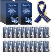 [Unittype] 30/60/120 Set Funeral Ribbon Pins Ribbon Awareness Lapel Pin Remembrance Ribbon Brooch with Prayer Cards Organza Bags for Funeral