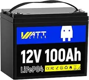 Wattcycle LiFePO4 Battery 12V 100Ah 1Pack, Using EVE A+ Grade Cells, BCI Group 24, Built-in 100A BMS, Low-temperature Protection, Up to 20,000 Cycles-Supports 4S4P Connection for RVs and Golf Carts…