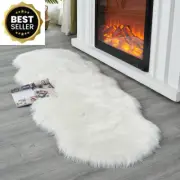 Soft Faux Sheepskin Rug - Fluffy Area Mat,2x5 Ft White Shaggy Carpet for Bedroom