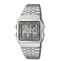 在飛比找PChome24h購物優惠-CASIO 絕對經典超薄世界地圖概念數位錶-銀框A-500W