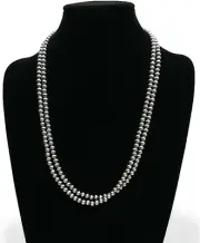Native American 6mm Sterling Silver Navajo Pearls 44" Single Strand Necklace