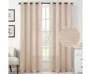 2 Panels Linen Curtains Linen Sheer Curtains Natural Linen Textured Curtains Light Filtering Grommet Window Treatments Panels Drapes for Livingroom - Natural