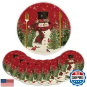 Artoid Mode Snowman Trees Snowflakes Christmas Round Placemats Set of 8, 14 I