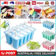 4-10 Cells Block Moulds Ice Cream Mold Icy Pole Jelly Pop Popsicle Maker Moulds