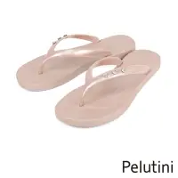 在飛比找momo購物網優惠-【Pelutini】排列水鑽亮面夾腳拖鞋 玫瑰金(1212W
