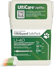 VetRx U-40 UltiGuard Safe Pack Pet Insulin Syringes with Needle 1cc, 29G x 1/2'', 100ct