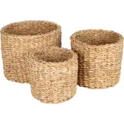 Sushine Sea Grass Round Mini Cylinder Basket Set of 3