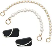 Pearl Handle Purse Chain, 2Pcs Large Imitation Pearl Handbag Chains Gold&white