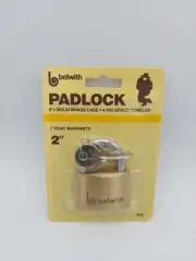 Belwith 2" Solid Brass Padlock #4140, 4-Pin Tumbler, NOS 1984, NEW & SEALED