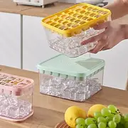 Ice Cube Trays Set, the press ice grid Plastic Ice Cube Tray with Lid Bin - Perfect for Freezer, Whiskey Cocktails - Easy Release Space Saving