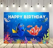 Blue Under The Sea Backdrop for Birthday Party Supplies 70.8x47.2 in Nemo Finding Dory Theme Baby Shower Banner for Birthday Party Cake Table Decoration
