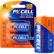 PKCELL PK2PC 1.5V Ultra Alkaline C Battery 2Pk Lr14 Ultra Digital