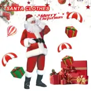 Mens Flannel Santa Claus Suit Clause Christmas Xmas Fancy Dress Costume Par NV