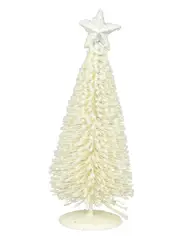 White Iron Christmas Tree With Snow Dust & Star Table Top Ornament - 19cm