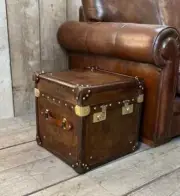 Handmade Wooden Leather Storage Trunk Coffee Table Perfect Christmas Gift