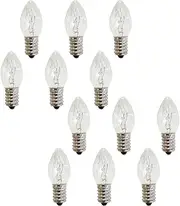 10W Light Bulb Incandescent Tungsten Salt Rock Lamp Bulb - E14 Small Screw Incandescent Lamps Night Light, Clear Candle Warm Yellow Light C7 Tungsten Bulbs, 220-240V 12Pcs