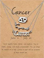 PANTIDE 3Pcs Constellation Zodiac Layer Necklaces for Women Girls, Retro 14K Gold Plated 12 Constellation Pendant Necklace Exquisite Letter Horoscope Old English Zodiac Sign Jewelry Birthday Gift