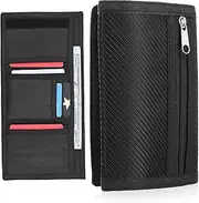[AOZUO] Slim Wallets for Men, Trifold Minimalist Thin Coin Purse RFID Blocking Soft Secure Credit Card Holder with Metal Zipper Outdoor Sports Coin Pouch Coin Pocket for Travel Outing Gifts, 黑色