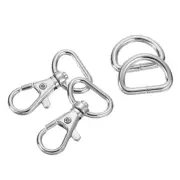 Swivel Trigger Snap Hooks, Classic Lobster Clasps with D-Rings (3/4", Silver)