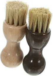 MOBUTOFU 2pcs Pig Hair Shoe Brushes Multifunctional Cleaning and Polishing Tools for Sneakers Boots and Durable Beech Handle for Effortless Oiling and Buffing