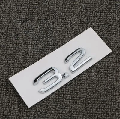 3.2 Rear Emblem Boot Trunk Badge Sticker Silver Chrome