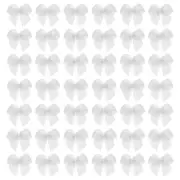 80Pcs Mini Ribbon Bow 1" Mini Fabric Satin Ribbon Flower Bows Grey